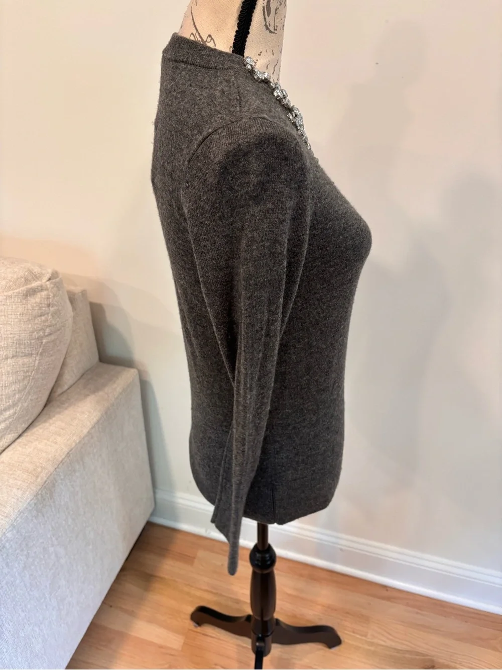 KATE SPADE NEW YORK gray embellished sweater size XS NWT